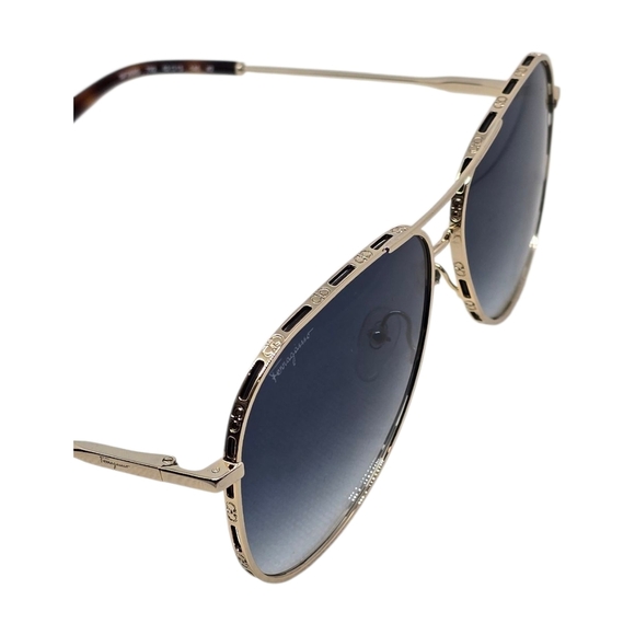 Salvatore Ferragamo Gold Frame Blue Lens Sunglasses main image 2